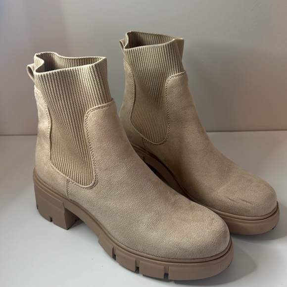 REDTOP Elastic Chelsea Boots Chunky Block Heel Platform Lug Sole Ankle Boots - Picture 4 of 7